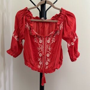 American Eagle dark orange peasant blouse